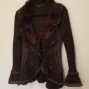 Sweater (S) Brown with faux fur